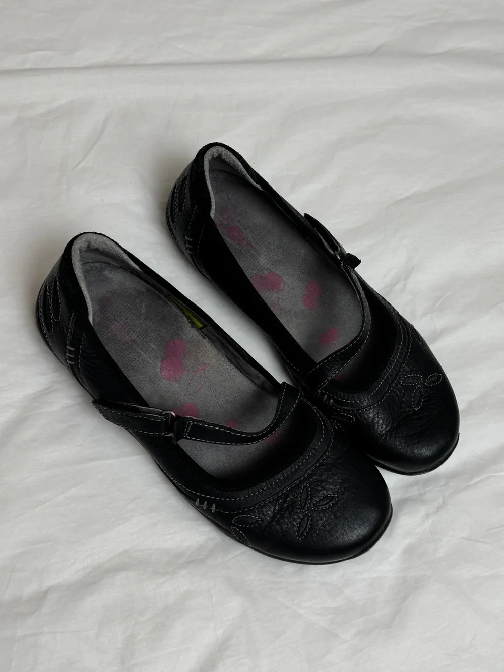 Whimsical Ahnu Black Leather Mary Jane Ballet Flats Size 8 Y2K